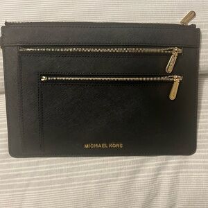 Michael Kors Black and Gold Envelope Clutch